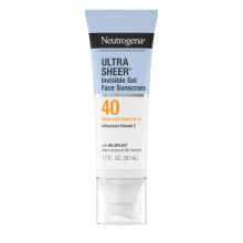 Neutrogena Ultra Sheer Invisible Gel Face Sunscreen SPF 40, Facial Sunscreen & Moisturizer, Vitamin E, Matte Finish, Makeup Primer, Travel Size, 80 Mi
