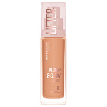 Maybelline Lifter Plump & Glow Foundation, Liquid Foundation with 2% Niacinamide + Hyaluronic Acid, Plumping and Brightening Face Makeup, 130, 1 Count