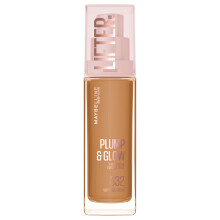 Maybelline Lifter Plump & Glow Foundation, Liquid Foundation with 2% Niacinamide + Hyaluronic Acid, Plumping and Brightening Face Makeup, 332, 1 Count