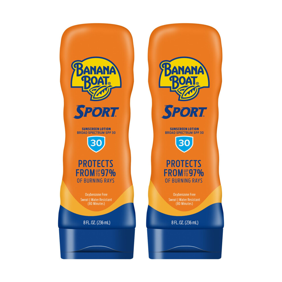 Banana Boat Sport Ultra Lotion Sunscreen Broad Spectrum, Spf 30, 8Oz Each, Twin Pack