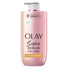 Olay Super Serum Duschgel för Extra Torr Hy, 24h Långvarig Återfuktning, 5+ Ingredienser för Ljust Jämnt Huden, 28 fl oz