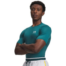 Under Armour Heren Armour HeatGear Compressie T-Shirt met Korte Mouwen, (338) Rack Green / White, X-Small