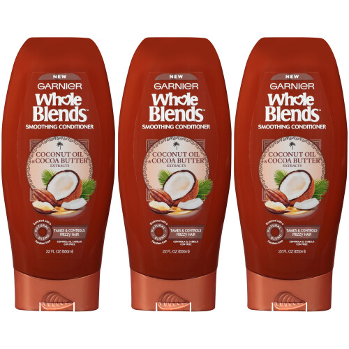 Garnier Garnier Whole Blends Glättender Conditioner mit Kokosöl & Kakaobutter, 3er Pack