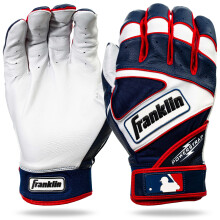 Gants de Batte Franklin Sports MLB Powerstrap, Perle/Marine/Rouge - Grand Jeune