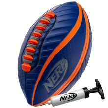 NERF Spiral Grip Mini Football - Patented Spacelace for Ultimate Spirals - Machine Stitched Construction - Pump Included,Blue/Orange