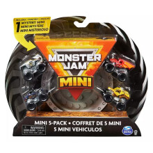 Monster Jam Mini, Offizielle Mini Sammlermonstertrucks; 1:87 Maßstab 5er-Pack mit 1 geheimen Truck