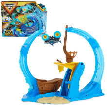 Monster Jam, Megalodon Loop of Doom Stuntspielset mit exklusivem 1:64 Skala Monstertruck für Kinder ab 3 Jahren