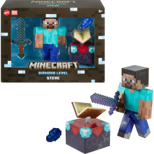Mattel Minecraft Diamond Level Steve Action Figure with 3 Accessories, 5.5-in Collector Scale & Pixelated Design