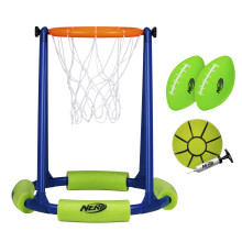 NERF Flytande Pool Basketboll Hoop + Fotbollsmål Set - Basketboll + (2) Pool Fotbollar Inkluderade