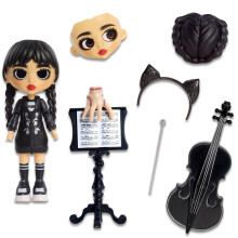 Just Play Wednesday Deluxe 15 cm Articulated Figuur, 11-Delen, Verwisselbare Gezichtsplaetjes en Mode