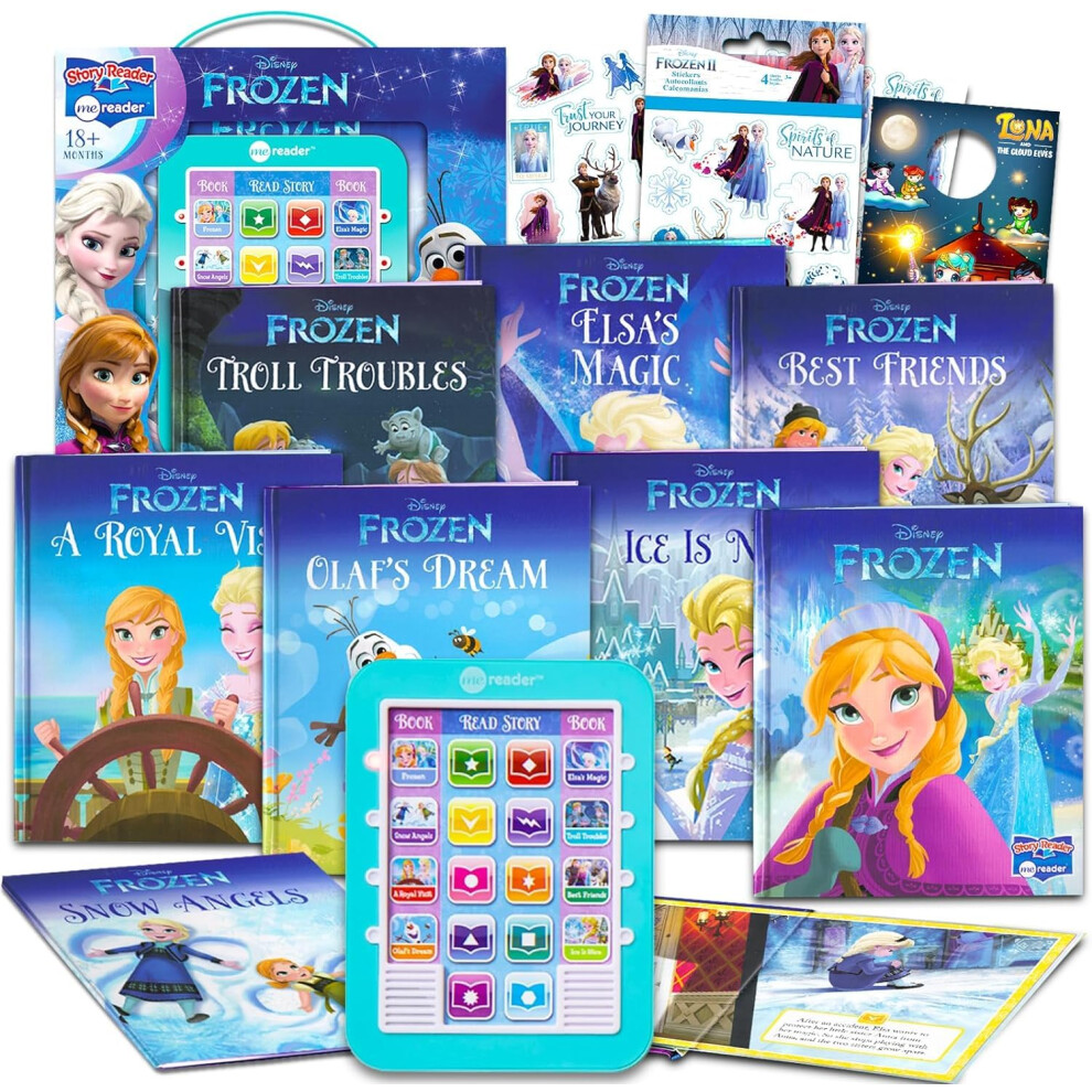Disney Frozen Me Reader Electronic Reader 8 Book Bundle - 8 Frozen Books For Toddlers, Kids Featuring Elsa, Anna, And Olaf Plus Stickers, More