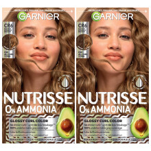 Garnier Nutrisse 0% Ammonia Glossy Curl Color Permanent Hair Dye for Curls, Vegan Color For 100% Gray Coverage, Curl-Protecting Formula with Enhancing