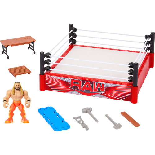 Mattel Mattel WWE Knuckle Crunchers Rebound Ring Playset, Include 2.5-inch Seth Rollins Action Figure e Accessori