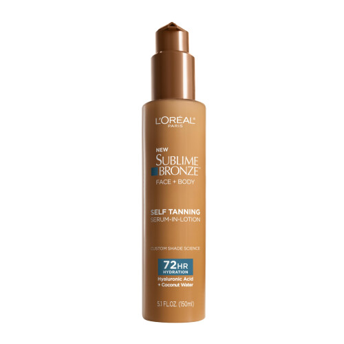 Sérum hydratant auto-bronzant L'Oreal Paris Sublime Bronze, pour visage et corps, eau de coco, acide hyaluronique