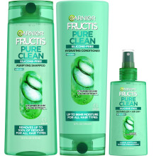 Garnier Fructis Pure Clean Shampoo, Balsam, & Detangler + Air Dry Spray Set (3 Items)