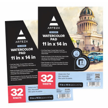 Papel Acuarela ARTEZA, Pack de 2, 32 Hojas Cada Uno, 11x14 Pulgadas, 140lb/300gsm, Grano Frío, Papel Artístico Sin Ácido