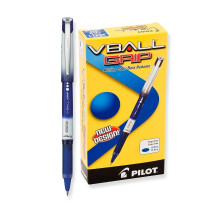 Stylos à bille Pilot VBall Grip en encre liquide, pointe extra fine, bleu, 12 pièces (35471)