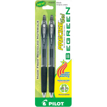 Pilot Precise Gel BeGreen Refillable & Retractable Rolling Ball Pens, Fine Point, Black Ink, 2-Pack (15021)