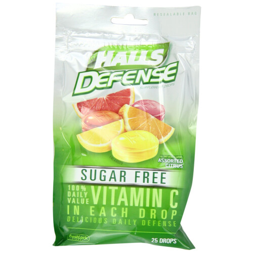 Halls Halls Defense Sockerfria Citrus Drops, 25 st