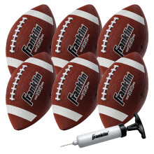 Balones de Fútbol Franklin Sports Junior - Grip-Rite 100 - 6 Pack con Bomba - Marrón/Blanco
