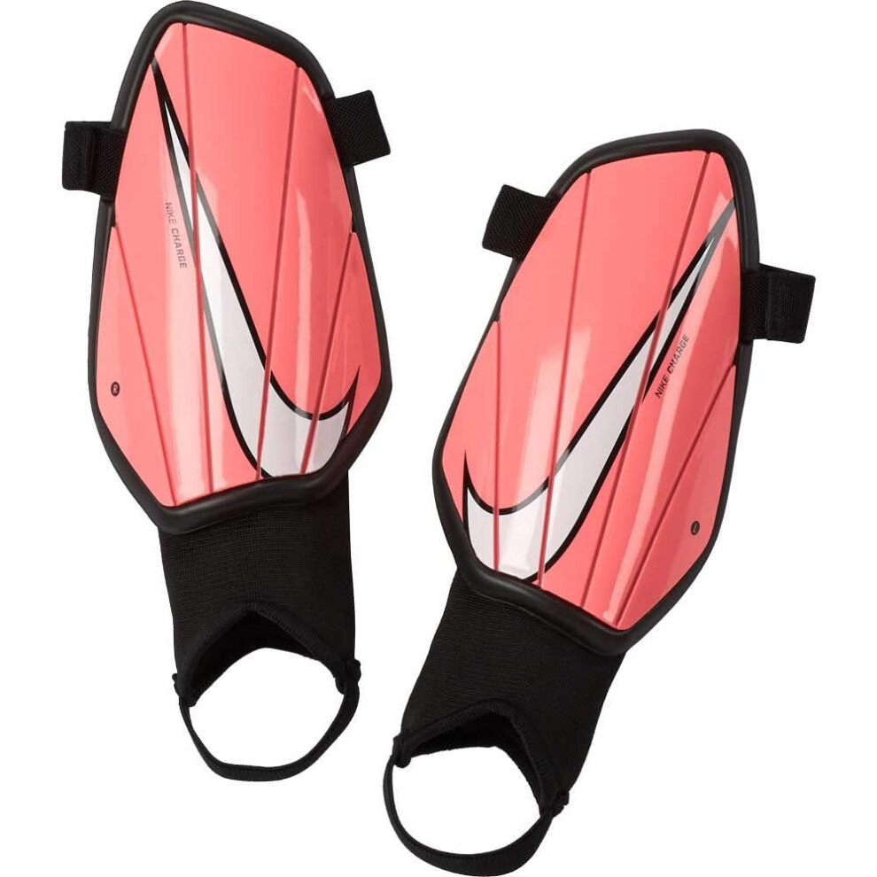Nike Youth Charge Soccer Shin Guard - Size L - With Logo Pink/Silver