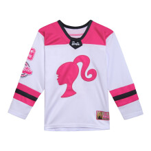 Barbie Mädchen Mesh Hockey Jersey Langarm T-Shirt Pink/Weiß 5T
