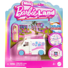 Barbie Mini BarbieLand Puppen- & Spielzeugfahrzeug-Set mit 1,5-Zoll Puppe, Farbwechsel Pflegefahrzeug