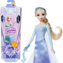 Mattel Disney Frozen Elsa Modepuppen-Set, Spin & Reveal mit 11 Überraschungen, 5 Zubehörteilen, 5 Aufklebern & Spielszene