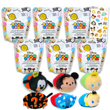 Disney Tsum Tsum Plüsch Blind Bags Set - 6 Mini Plüschspielzeuge und Aufkleber für Kinder