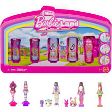 Barbie Mini Land 5 Puppen Enthüllungspaket, 3,8 cm Mini Puppen mit Überraschung und Sensorik