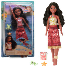 Mattel Disney Moana 2 Toys, Swimming Tautai Moana Fashion Doll with 2 Accessories, Color-Change Bodice & Kicking Legs, Inspired by The Movie