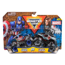Monster Jam, Marvel Captain America vs Winter Soldier Monster Trucks, 1:64 Maßstab, Spielzeug für Kinder ab 3 Jahren
