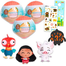 Disney Moana Blind Box Partygeschenke - Bundle mit 3 Mini-Plüschfiguren & Stickern