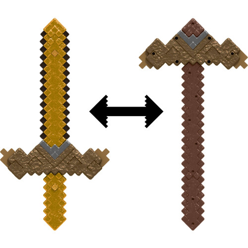 Mattel Mattel Minecraft Click & Switch Svärd & Pickaxe, Transformera 2-i-1 Lek för Rollspel