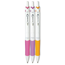 PILOT Acroball PureWhite Pen met navulbare en intrekbare balpen, 3-Pack, zwart inkt en kleuraccenten