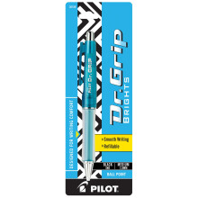Stylo à bille PILOT Dr. Grip Brights rechargeable et rétractable, pointe moyenne, couleur assortie, encre noire, un stylo (36159)