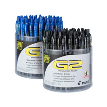 Pilot, G2 Premium Gel Roller Pens, Fine Point 0.7 mm, Black & Blue, Bulk Pack of 2 Tubs, 144 Pens