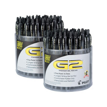 Pilot, G2 Premium Gel Roller Pens, Fine Point 0.7 mm, Black, Bulk Pack of 2 Tubs, 144 Pens