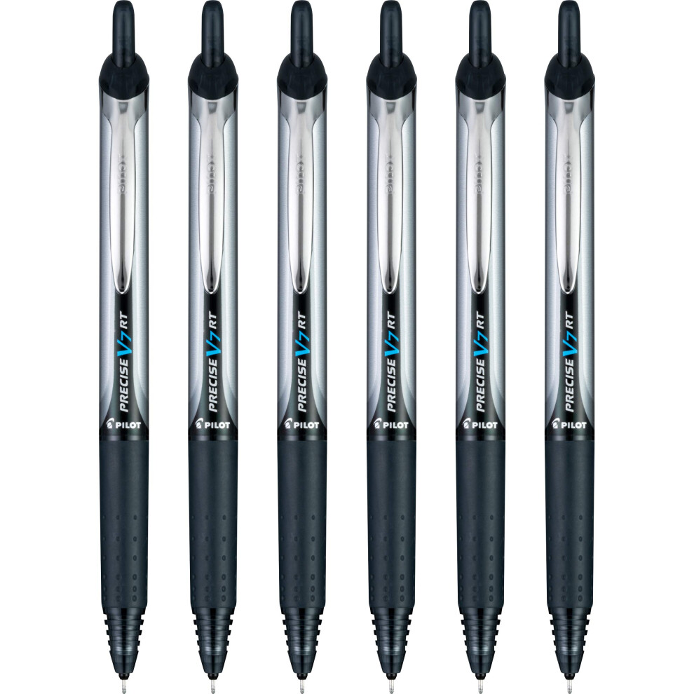 Pilot Precise V7 Rt Refillable & Retractable Liquid Ink Rolling Ball Pens, Fine Point (0.7 Mm), Black, 6-Pack