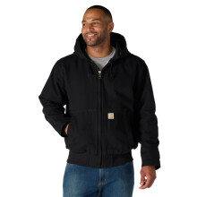 Carhartt Men's Loose Fit Washed Duck Insulated Active Jacket (Regular and Big & Tall Size)-Black-X-Large