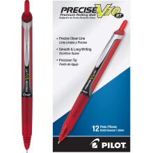 Pilot, Precise V10 RT Refillable & Retractable Rolling Ball Pens, Bold Point 1 mm, Red, Pack of 12