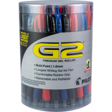 Pilot, G2 Bolígrafos Gel Premium, Punta 1 mm, Tubo de 36, Negro, Azul, Rojo