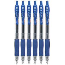 Pilot G2 Retractable Rollerball Gel Pens, Extra Fine Point, 0.5mm, Blue Ink, 6 Count