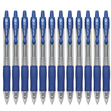 Pilot G2 Retractable Rollerball Gel Pens, Ultra Fine Point, 0.38mm, Blue Ink, 12 Count