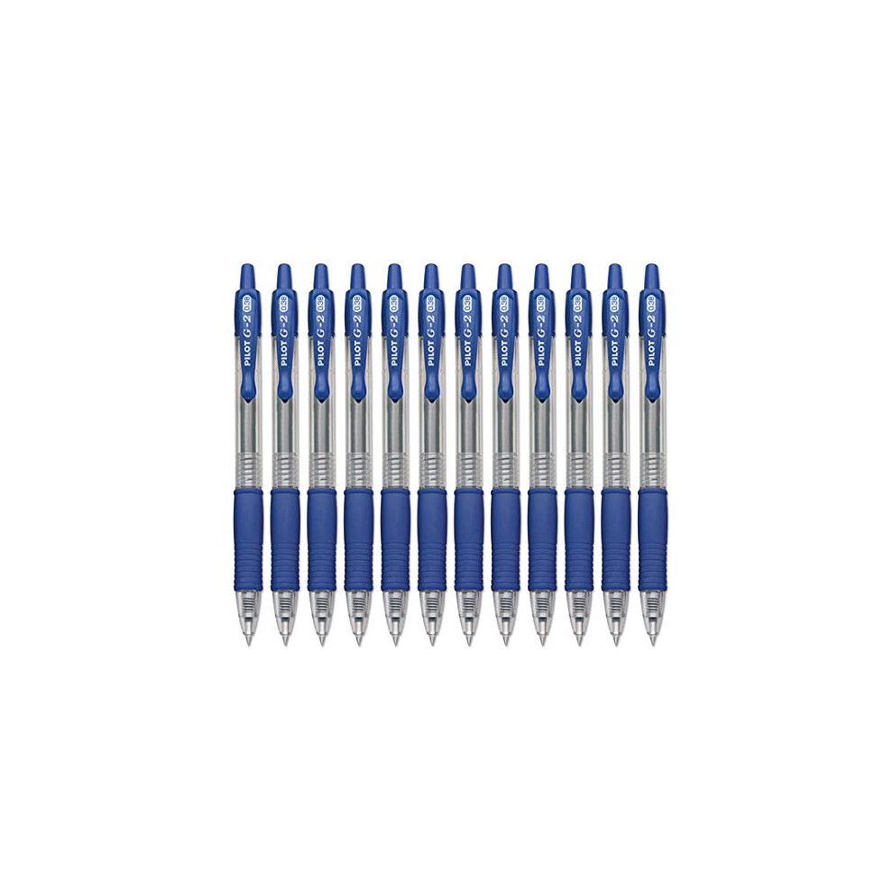 Pilot G2 Retractable Rollerball Gel Pens, Ultra Fine Point, 0.38Mm, Blue Ink, 12 Count