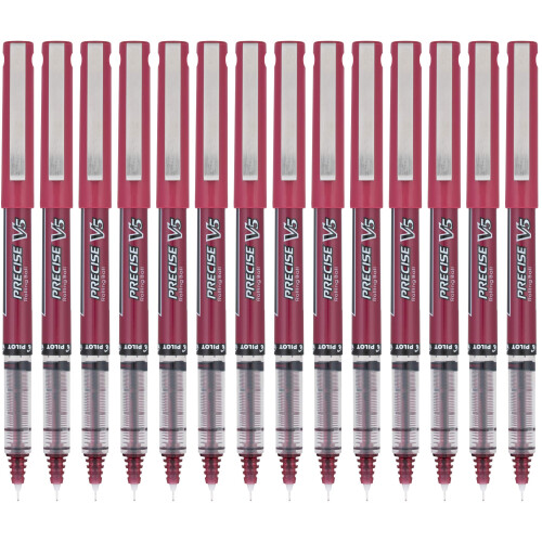 Pilot Pilot, Precise V5, Capped Liquid Ink Rollers, Extra Fine 0.5 mm, Burgunder, 14er Pack