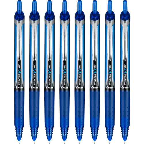 Pilot Stylos à bille Pilot Precise V7 RT rechargeables, point fine (0,7 mm) bleu, 8 pièces