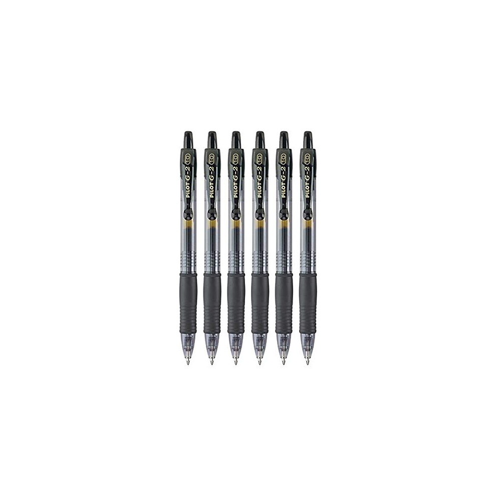 Pilot G2 Retractable Rollerball Gel Pens, Bold Point, 1.0Mm, Black Ink, 6 Count