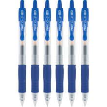 Bolígrafos de Gel Retráctiles PILOT G2, Punta Ultra Fina, 0.38mm, Tinta Azul, Paquete de 6