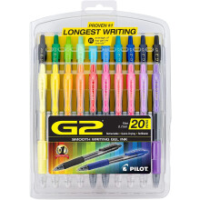 Stylos Gel Premium Pilot G2, Stylo Gel, Pointe Fine 0,7 mm Couleurs Assorties 20